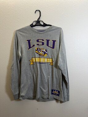 Colosseum Gray LSU Tigers Long Sleeve Shirt with Purple and Gold Logo